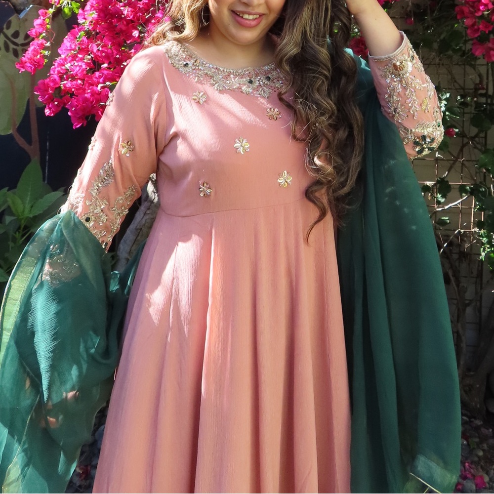 Pakistani Dusty Rose Embroidered anarkali - OPEN TO ALL OFFERS